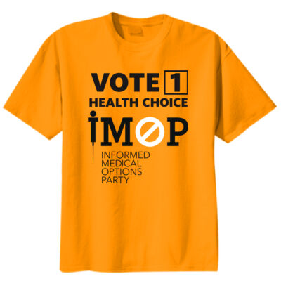 "Vote 1 IMOP" on orange - Front Thumbnail
